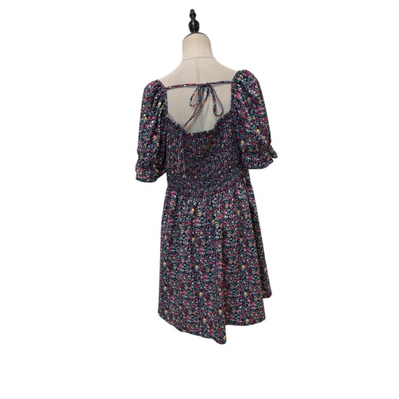 Floral Cottagecore Smocked Dress XL Puff Sleeve Milkmaid Grunge Fairy Spring - Picture 6 of 8